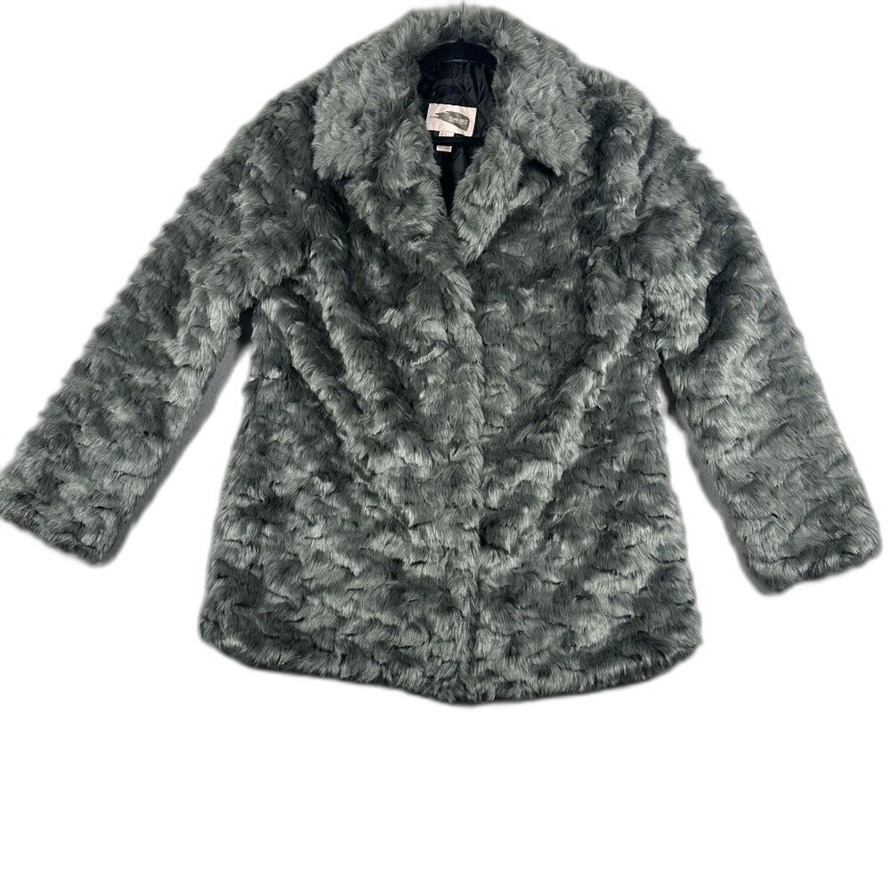 Forever 21 Gray Textured Faux Fur Coat Womens L